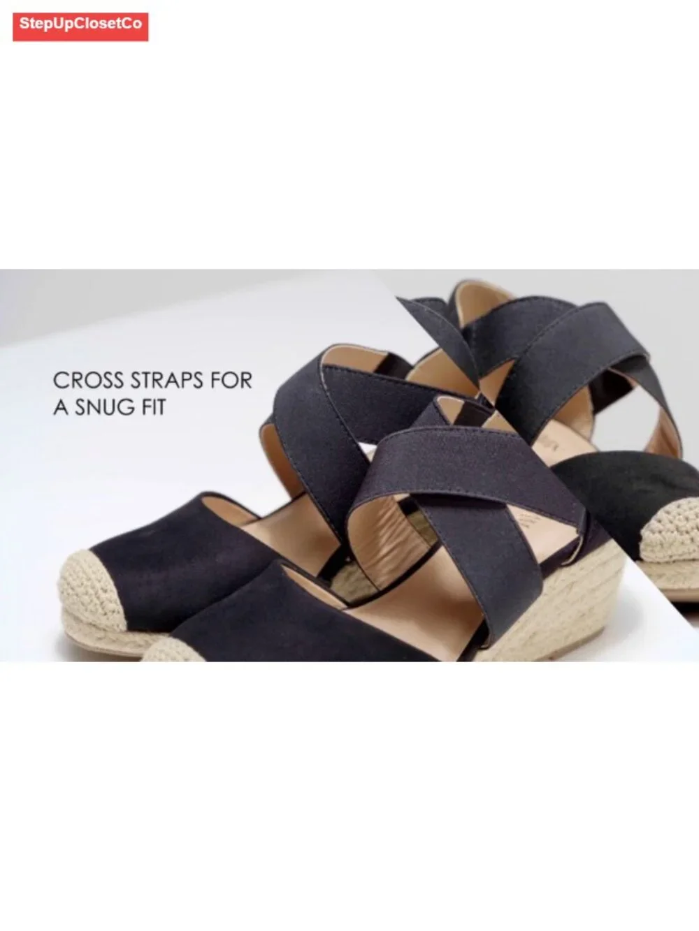 Espadrille Platform Wedges Slip On Elastic Criss Cross Straps Sandals Dressy